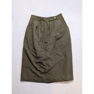 Vintage nygard collection army green‎ pencil skirt size S rayon poly blend